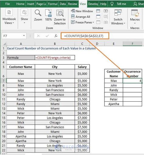 how to count values in column excel