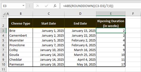 how to count weeks between dates in excel