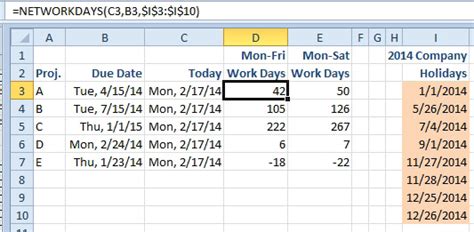 how to count working days in excel