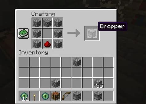 how to craft a dropper in minecraft java