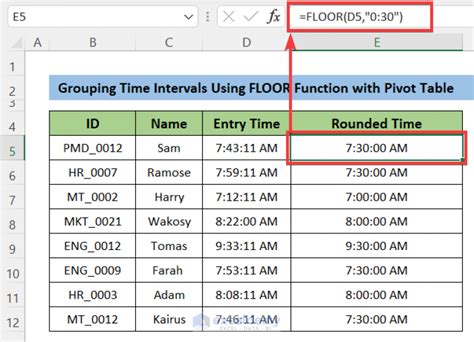 how to create 30 minute time intervals in excel