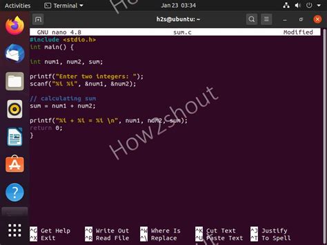 how to create a .c file in linux terminal