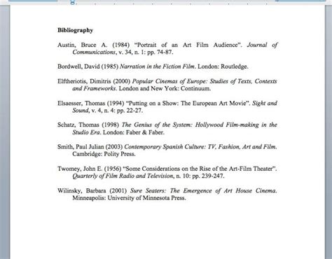 how to create a bibliography example