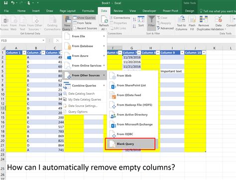 how to create a blank query in excel