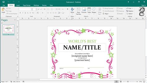 How To Make An Awards Certificate In Publisher in Award Certificate