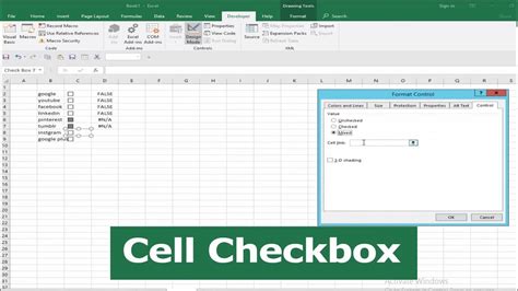how to create a checkbox form in excel