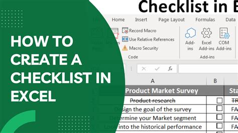 5 Tips Create Excel Checklist