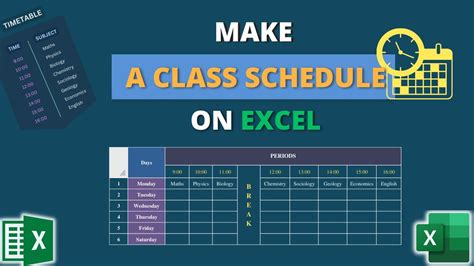 how to create a class schedule in excel