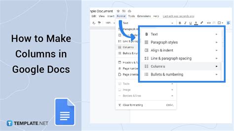 how to create a column in google docs