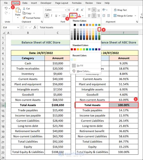 How To Create A Common Size Balance Sheet On Excel