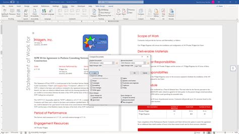 how to create a comparison document in word