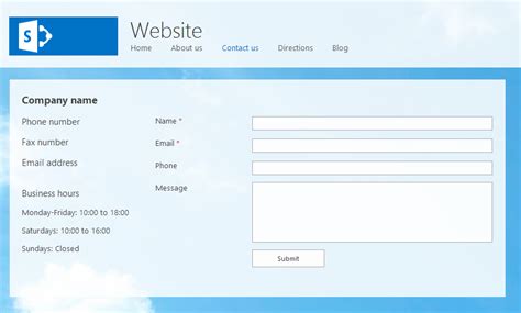 how to create a contact us form in sharepoint