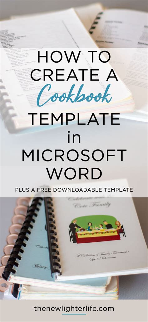 how to create a cookbook template in word
