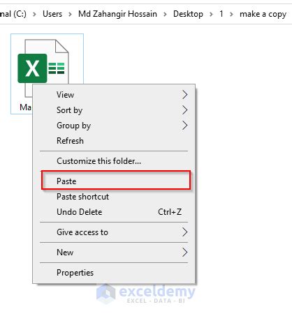 how to create a copy of excel file