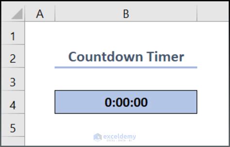 How To Create A Countdown Timer Clock In Excel And Vba