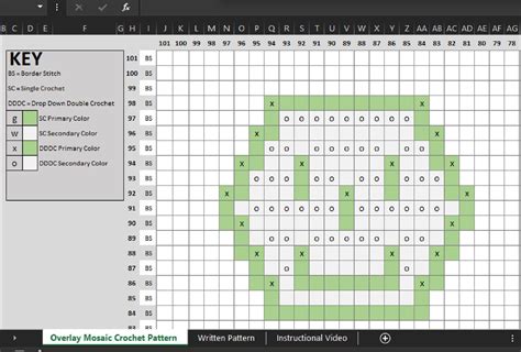 how to create a crochet pattern in excel