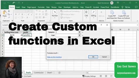 how to create a custom formula in excel