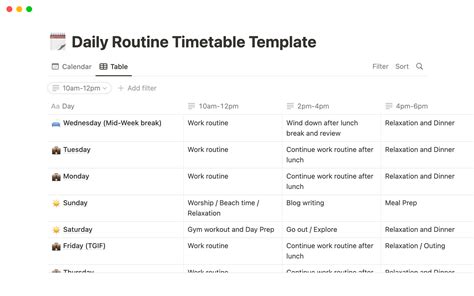 how to create a daily routine in notion