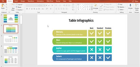 how to create a data table in powerpoint