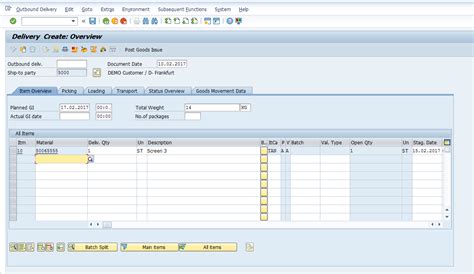 how to create a delivery in sap