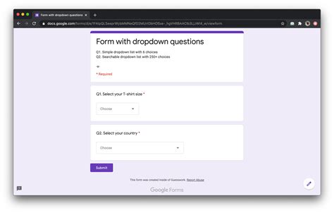 how to create a drop down menu in google forms