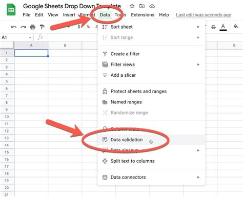 how to create a drop-down list in google sheets