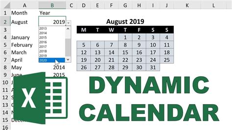 how to create a dynamic yearly calendar in excel