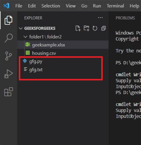 how to create a file in visual studio code terminal