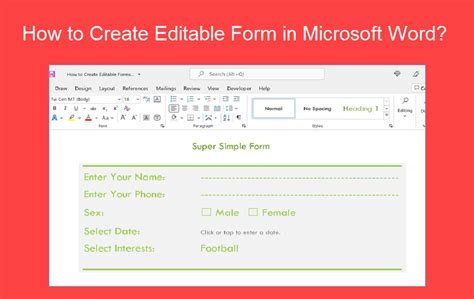 how to create a fillable form in microsoft word