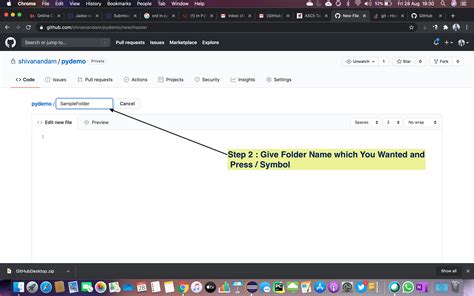 how to create a folder in github branch