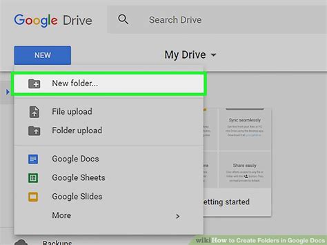 how to create a folder in google docs