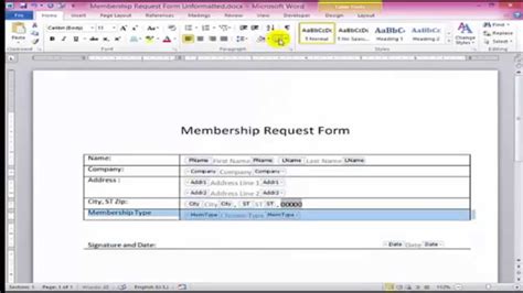 how to create a form document in word