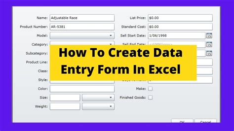 how to create a form in excel youtube