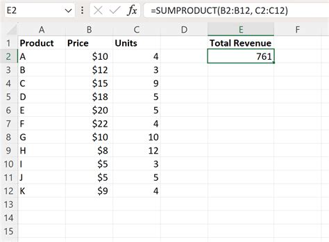 how to create a formula in excel to multiply two columns