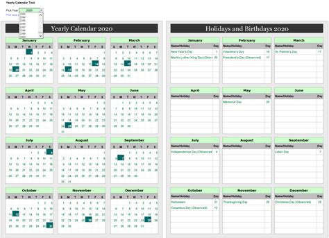 how to create a full year calendar in excel