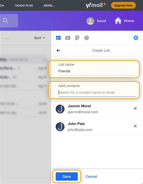 how to create a group contact list in yahoo mail