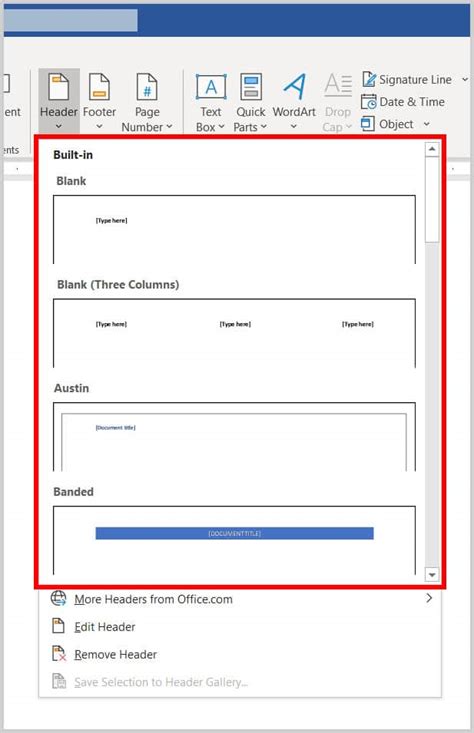 how to create a header style in word