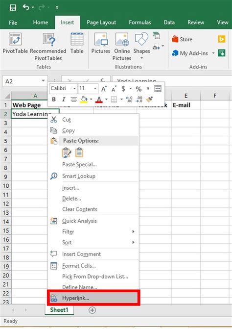 How To Create A Hyperlink In Excel To A Tab
