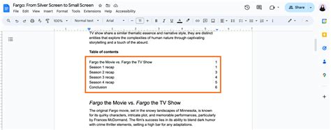 how to create a hyperlinked table of contents in google docs