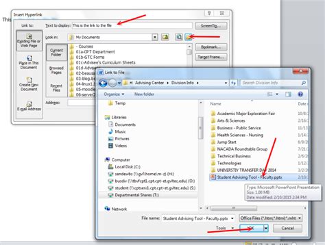 how to create a link in word to a file on a shared drive