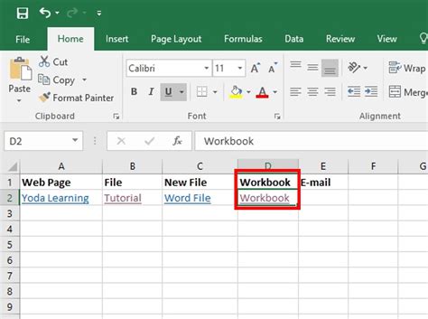 how to create a link to another page in excel