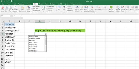 how to create a list in excel for drop down