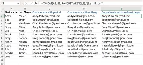 how to create a list of email addresses in excel