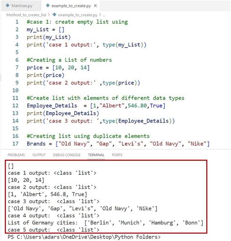 how to create a list of empty strings in python