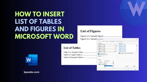 How To Create A List Of Table And Figures In Word