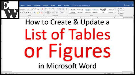 How To Create A List Of Tables And Figures In Word