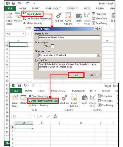 how to create a macro link in excel