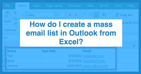 how to create a mass email list in outlook from excel
