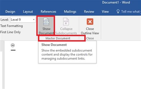 how to create a master document in word