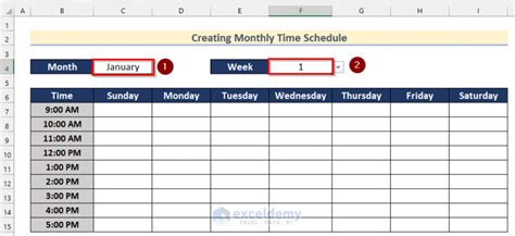 how to create a monthly timetable in excel
